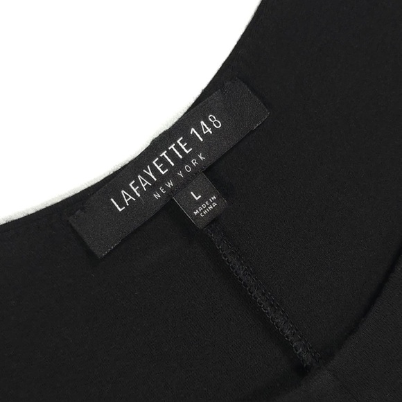 LAFAYETTE 148 NY Women Shift Tank Pullover Dress Black Split Side Layered‎ LARGE - Picture 2 of 8